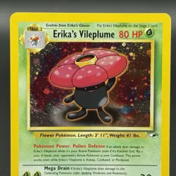 Erika's Vileplume 5/132 Pokemon TCG Gym Heroes Unlimited Holo Rare NM w/ SWIRL - Image 2