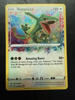 Pokemon TCG Rayquaza 138/185 Amazing Rare SWSH04: Vivid Voltage NM - Image 1