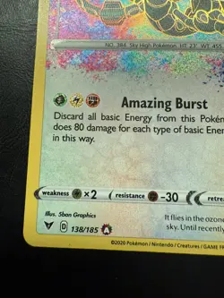 Pokemon TCG Rayquaza 138/185 Amazing Rare SWSH04: Vivid Voltage NM - Image 5