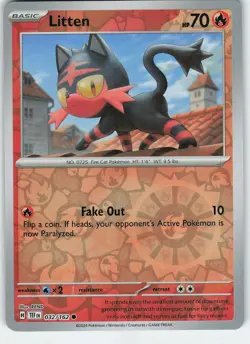 Litten - 032/162 Common Reverse Holo SV05: Temporal Forces NM Pokemon - Image 1