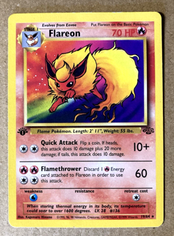 Pokemon TCG Flareon 1st Edition Jungle non holo Rare Regular 19/64 Damaged - Image 1