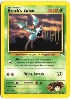Brock's Zubat 24/132 Rare Gym Heroes Pokemon - Image 1
