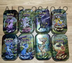 *EMPTY* Pokemon Prismatic Envolution Mini Tin Set(8) - Including ART and COINS. - Image 1