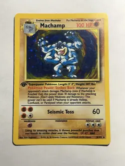Pokemon Machamp 1st Edition Holo Rare Base Set 8/102 NM/LP++ - Image 1