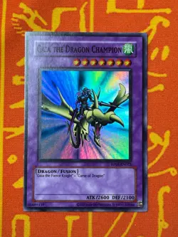 YUGIOH GAIA THE DRAGON CHAMPION SUPER RARE NEAR MINT RP01-EN022 ERRORU - Image 1