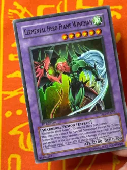 YUGIOH ELEMENTAL HERO FLAME WINGMAN SUPER RARE 1ST EDITION LP DP1-EN010 - Image 5