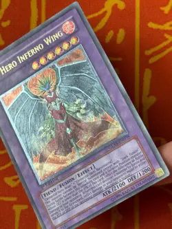 YUGIOH EVIL HERO INFERNO WING ULTIMATE RARE 1ST EDITION EXC GLAS-EN038 NA PRINT - Image 5