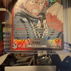 One Piece A Fist of Divine Speed Koby OP11-001 Alternate Alt Art Leader Foil NM - Image 3