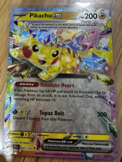 Pokemon TCG Pikachu EX Surging Sparks Ultra Rare Card 057/191 - Image 1