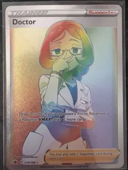Pokemon Chilling Reign Doctor 214/198 Rainbow Secret Rare Holo Card Nm - Image 1