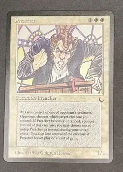 1994 MTG Preacher – The Dark – Black Border NM Unplayed – Quinton Hoover Art Vin - Image 1