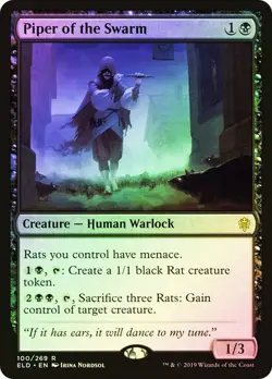 Magic The Gathering MTG PIPER OF THE SWARM FOIL Throne of Eldraine NM Near Mint - Image 1