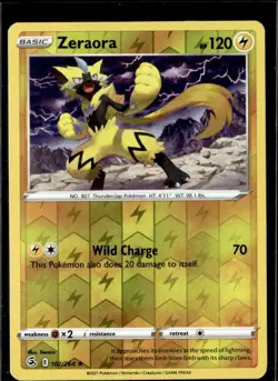 Pokemon Zeraora 102/264 Fusion Strike Reverse Holo Rare 4 Card Lot - Image 1