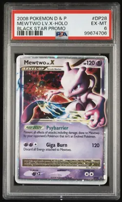 Pokemon TCG Mewtwo LV.X Black Star Promo DP28 Holo PSA 6 - Image 1