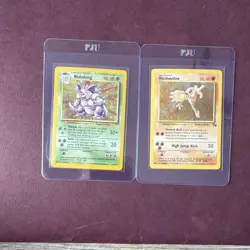 Pokemon Nidoking Hitmonlee Cards Lot 2 Base Set 1999 Wizards English TCG - Image 1