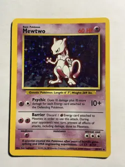 Pokemon Mewtwo Base Set Rare 10/102 1999 Basic Psychic 60 HP English CLEAN - Image 1