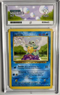Pokemon TCG Squirtle Base Set 63/102 WOTC Vintage 1999 Graded Ace 9 Mint - Image 1