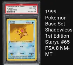 1999 POKEMON BASE SET 1ST EDITION #65 STARYU PSA 8 - Image 1