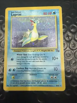Lapras Fossil Holo 10/62 WOTC Vintage Pokemon HP/DMG - Image 1