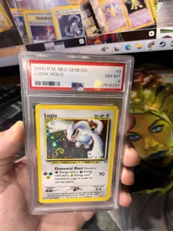 Pokemon Lugia Neo Genesis Unlimited Holo Rare #9 PSA 8 DOUBLE SWIRL - Image 1