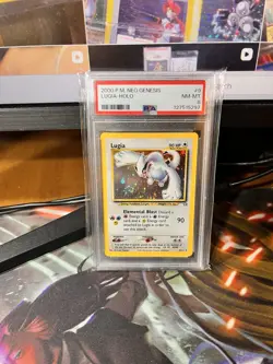 Pokemon Lugia Neo Genesis Unlimited Holo Rare #9 PSA 8 DOUBLE SWIRL - Image 5