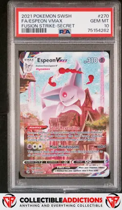 2021 Pokemon Sword & Shield Fusion Strike #270 Espeon Vmax PSA 10 - Image 1