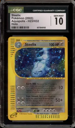 Pokemon Steelix Aquapolis Holo Rare #H23 CGC 10 Gem Mint - Image 1