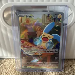 Pokemon TCG Minun Illustration Rare Full Art Holo SV04 Paradox Rift 194/182 - Image 1