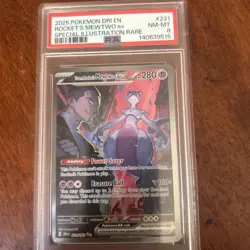 Pokemon Mewtwo EX Team Rockets Card 231/182 Sir Destined Rivals, PSA 8 - Image 1