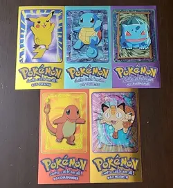 NM/LP! Pokemon TOPPS Series 1 Complete Jumbo Card Set 5/5 Tin Topper Chrome - Image 1