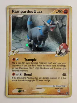 Pokemon TCG Rampardos GL 11/111 Rising Rivals SWIRL Holo Bleed Error DMG - Image 1