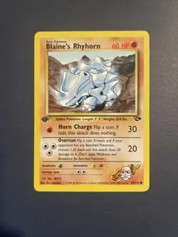 Pokemon TCG Blaine's Rhyhorn Gym Challenge 65/132 Regular 1st Edition Common Nm - Image 1
