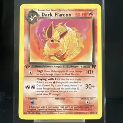 Pokemon TCG Dark Flareon 1st Edition Team Rocket 35/82 Regular Uncommon NM/LP - Image 1