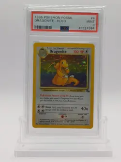 Dragonite Holo Rare Fossil, 4/64, PSA 9 Mint Pokemon - Image 1