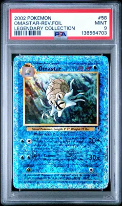 2002 POKEMON LEGENDARY COLLECTION #58 OMASTAR-REVERSE FOIL PSA 9 - Image 1