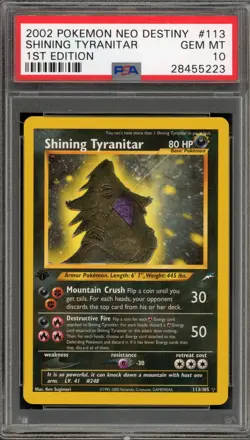 Pokemon Shining Tyranitar Neo Destiny 1st Edition Holo Secret Rare #113 PSA 10 - Image 1