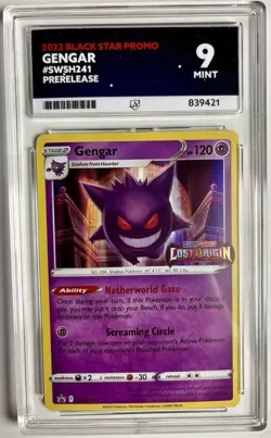 Gengar SWSH241 Lost Origin Pre Release Black Star Promo Pokemon TCG - ACE MINT 9 - Image 2