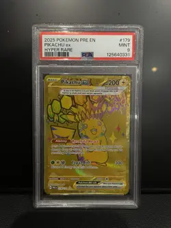 PSA 9 Mint Graded Gold Pikachu ex 179/131 - Prismatic Evolutions - Pokemon TCG - Image 1