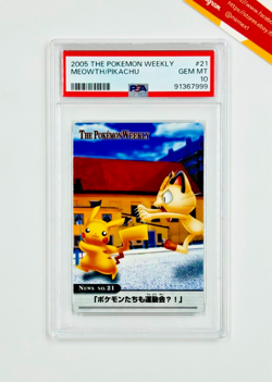Pokemon PSA 10 Meowth & Pikachu #21 Pokemon Weekly 2005 Japanese - Image 1