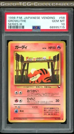 PSA 10 ⭐ Pokemon Growlithe 058 Vending Series 3 Vintage Japanese Promo - Image 1