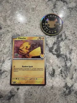 (2) Pikachu 051 /162 Stamped 2026 Pokemon Day 30 Promo TCG With (2) Coin - Image 1