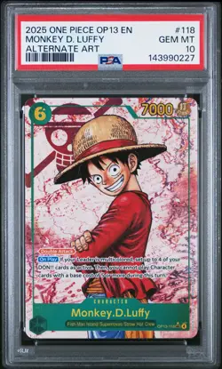 2025 One Piece Op13-118 Carrying His Will Monkey D. Luffy Alternate Art PSA 10 - Image 1