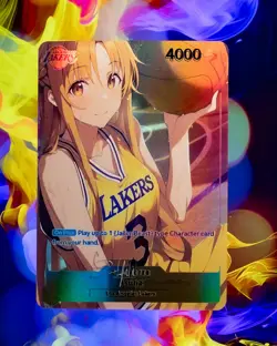 Asuna Yuuki LA Lakers Sword Art Custom TCG Flash Gold Foil Card Anime Waifu - Image 1
