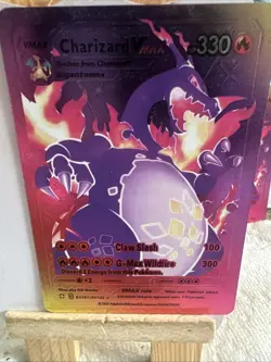 Charizard VMAX Multi Color Foil Fan Art 🖼 Display Card Purple NM - Image 1