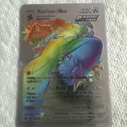 Blaziken Pokemon Silver Foil VMAX Rainbow Fan Art Card - Image 1