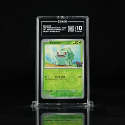 TAG 10 Pokemon Bulbasaur Stamped Promo Card #001/165 Best Buy 151 GEM MINT - Image 1