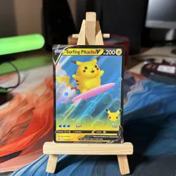 Surfing Pikachu V 008/025 - Celebrations 25th Anniversary Pokemon Card - Image 1