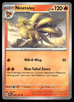 Ninetales 29/197 Pokemon Card Obsidian Flames Uncommon 120 HP Lightly Played C7 - Image 1