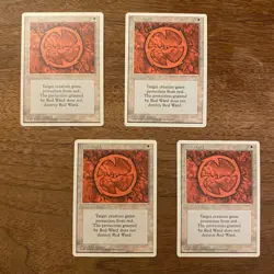4x Red Ward NM+ NEVER PLAYED MTG Fourth 4th Ed. Magic x4 FAST SHIPPING - Image 1