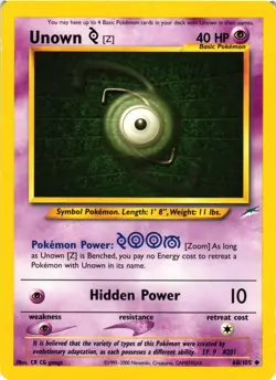 Pokemon TCG Unown Z 60/105 Neo Destiny Uncommon Unlimited MP - Image 1